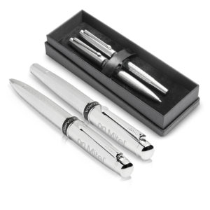 Alex Varga Cygnus Ball Pen & Rollerball Set - Silver Only