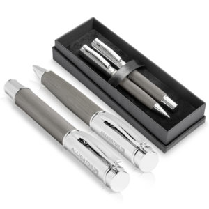 Alex Varga Volans Ball Pen & Rollerball Set - Silver Only