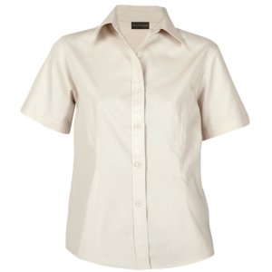 Ladies Brushed Cotton Twill Blouse Short Sleeve (LL-TWILL)