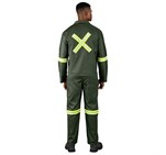 Acid Resistant Polycotton Conti Suit - Reflective Arm, Legs & Back - Yellow Tape