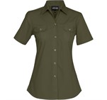 Ladies Short Sleeve Oryx Bush Shirt - Military Green Only
