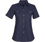 Ladies Short Sleeve Oryx Bush Shirt - Navy Only